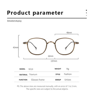 Ultra-Light Pure Titanium Retro Round Glasses Frame Myopia Prescription Eyeglasses Frame Men And Women