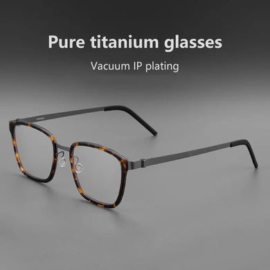 Ultra-light Business Acetate Square Glasses Frame AlloyRetro Optical Prescription Eyeglasses Men Woman