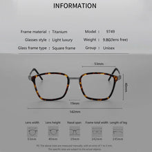 Load image into Gallery viewer, Ultra-light Business Acetate Square Glasses Frame AlloyRetro Optical Prescription Eyeglasses Men Woman