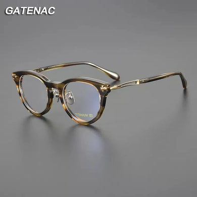 Vintage Acetate Titanium Glasses Frame Women Cat Eye Prescription Myopia Eyeglasses Frame Men   Brand Eyewear