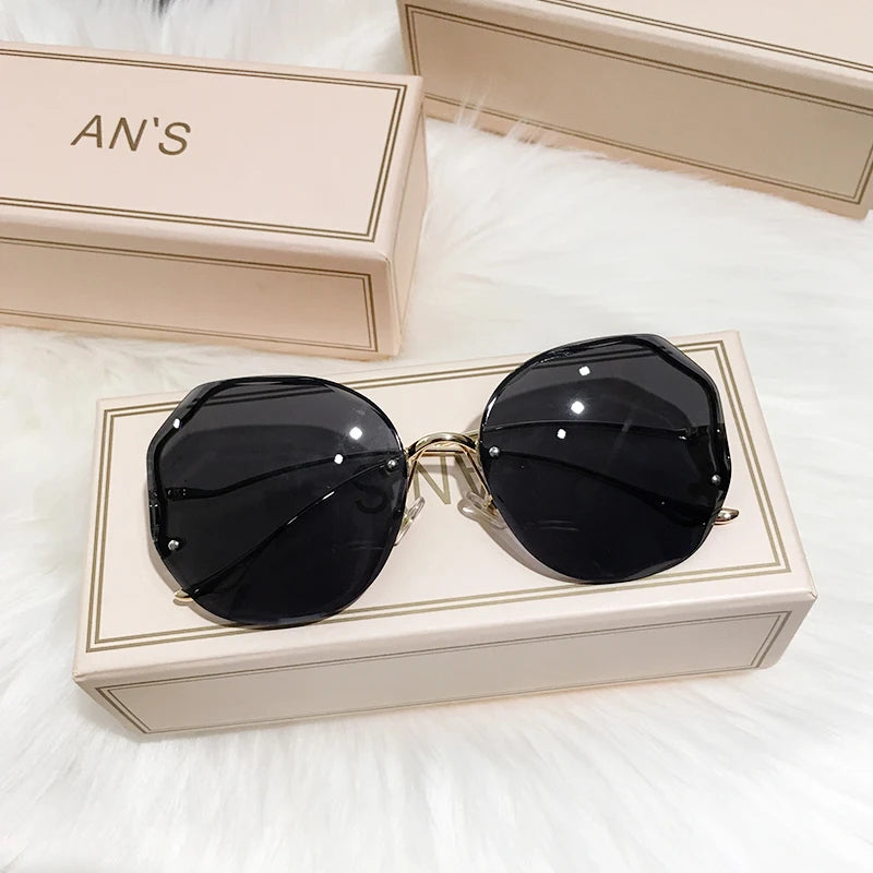 2023 New Women Sunglasses Rimless UV400 Brand Designer High Quality Gradient Sun Glasses Female oculos