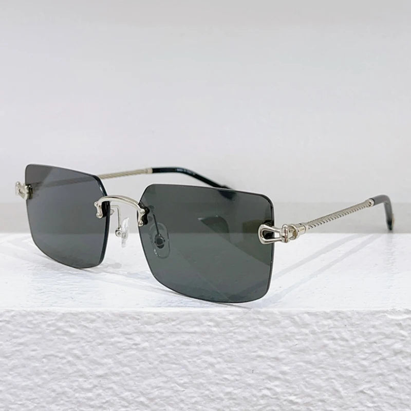 2023 Square Rimless Sunglasses Women and Men Unisex Designer Brand Luxury Pure Titanium Uv400 Rimless Eyeglasses