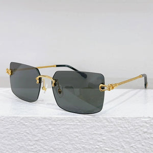 2023 Square Rimless Sunglasses Women and Men Unisex Designer Brand Luxury Pure Titanium Uv400 Rimless Eyeglasses