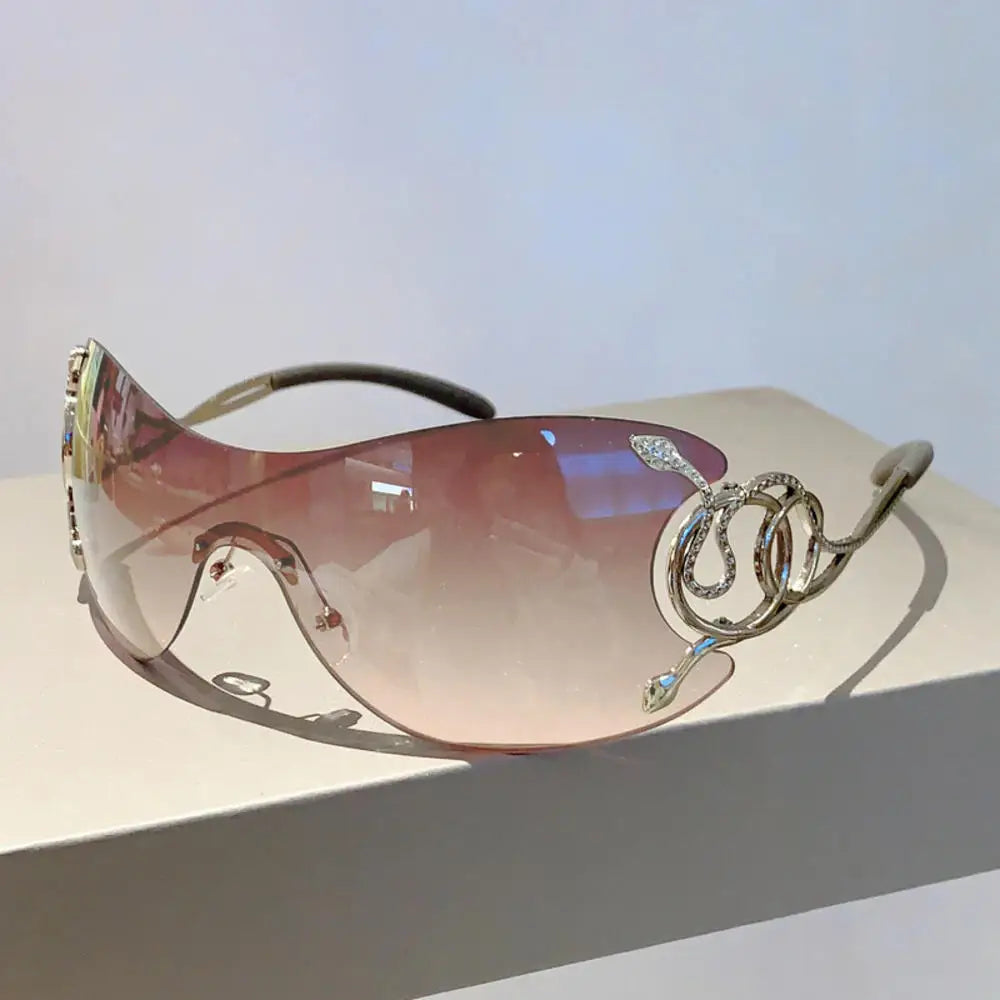 2023 Star One Piece Luxury Punk Rimless Sunglasses Women Brand Designer Y2K Sun Glasses Men Goggle Shades UV400 Eyewear