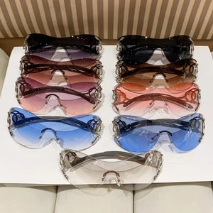 2023 Star One Piece Luxury Punk Rimless Sunglasses Women Brand Designer Y2K Sun Glasses Men Goggle Shades UV400 Eyewear