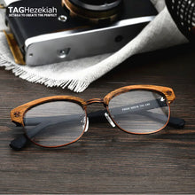 Load image into Gallery viewer, TAG Hezekiah Brand Vintage Wood Retro Rivet Eyeglasses Frame Men Women  Wooden Myopia Prescription Optic Glasses Frame