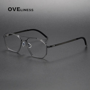2024 Acetate Titanium Glasses Frame Men Vintage Polygon Prescription Eyeglasses frames Women Myopia Optical Spectacles Eyewear