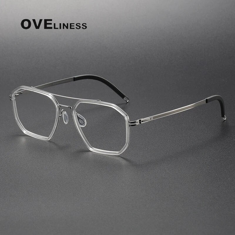 2024 Acetate Titanium Glasses Frame Men Vintage Polygon Prescription Eyeglasses frames Women Myopia Optical Spectacles Eyewear