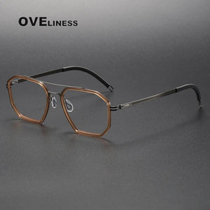 2024 Acetate Titanium Glasses Frame Men Vintage Polygon Prescription Eyeglasses frames Women Myopia Optical Spectacles Eyewear