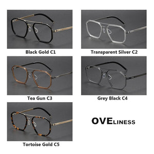 2024 Acetate Titanium Glasses Frame Men Vintage Polygon Prescription Eyeglasses frames Women Myopia Optical Spectacles Eyewear