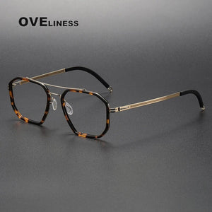 2024 Acetate Titanium Glasses Frame Men Vintage Polygon Prescription Eyeglasses frames Women Myopia Optical Spectacles Eyewear