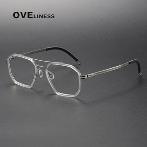 2024 Acetate Titanium Glasses Frame Men Vintage Polygon Prescription Eyeglasses frames Women Myopia Optical Spectacles Eyewear