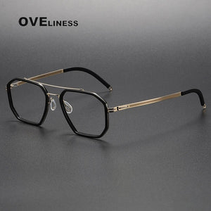 2024 Acetate Titanium Glasses Frame Men Vintage Polygon Prescription Eyeglasses frames Women Myopia Optical Spectacles Eyewear