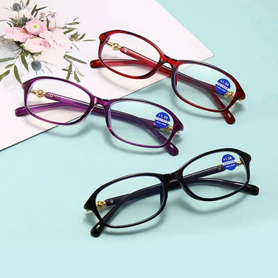 2024 New Lady Crystal Reading Glasses Frame Ultralight Anti Blue Light Computer Presbyopic Optical Eyeglasses +1.0+1.5+2.0..+4.0