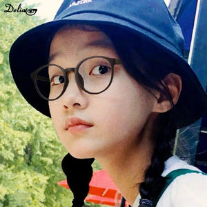 2024 New Round Frame Anti Blue Light Glasses Plain Glasses Children Radiation Protection for Kid Computer Phone Online Course