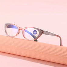 Load image into Gallery viewer, 2024 New Shiny Rhinestone Cat Eye Reading Glasses Women  Anti Blue Ray Presbyopic Farsightedness Glasses Diopter From 100 To+400