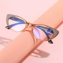 Load image into Gallery viewer, 2024 New Shiny Rhinestone Cat Eye Reading Glasses Women  Anti Blue Ray Presbyopic Farsightedness Glasses Diopter From 100 To+400