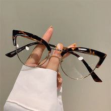 Load image into Gallery viewer, 2024 New Vintage Cat Eye Glasses Frame New Stylish Semi Metal Rim Women Eyewear Trendy Brand Design Non-prescription Eyeglasses