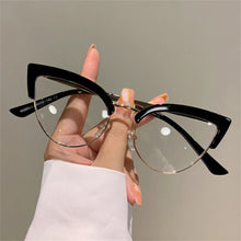 Load image into Gallery viewer, 2024 New Vintage Cat Eye Glasses Frame New Stylish Semi Metal Rim Women Eyewear Trendy Brand Design Non-prescription Eyeglasses