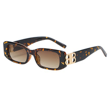 Carica l'immagine nel visualizzatore di Gallery, Double B Rectangle Sunglasses For Women Men Designer Letter Decoration Black Square Sun Glasses Female 80s Fashionable Shade
