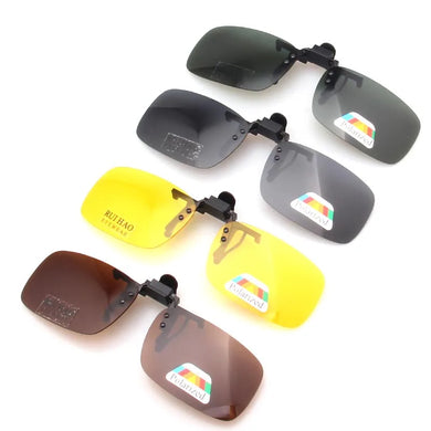 4 Color Brand Sunglasses Clip on Polarized Sun Glasses Driving Eyeglasses Grey Clip Sunglasses and Yellow Night Vision Glasses