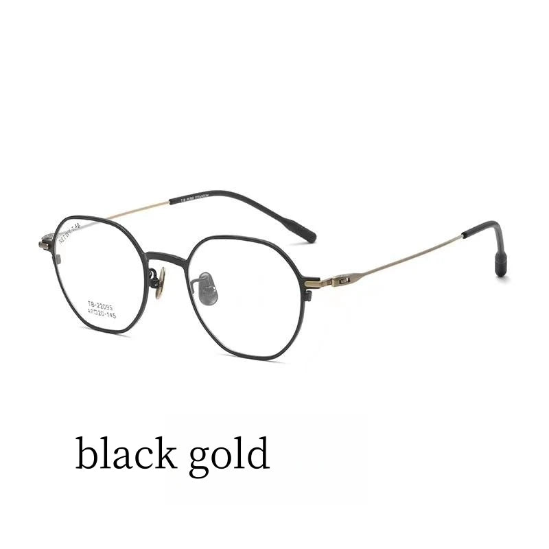 47mm   Glasses Women's Comfortable Vintage Polygon Pure Titanium Eyewear Prescription Eyeglasses Frame For Men  22095TB