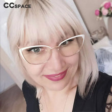 Carica l&#39;immagine nel visualizzatore di Gallery, 48286 Cat Eye Anti Blue Light Optical Glasses Frames Metal Women Men TR90  Computer Eyeglasses