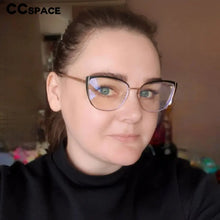 Carica l&#39;immagine nel visualizzatore di Gallery, 48286 Cat Eye Anti Blue Light Optical Glasses Frames Metal Women Men TR90  Computer Eyeglasses