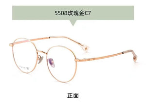 49mm Ultra Light  Retro Round Pure Titanium Glasses Frame Men Wide-Side Myopia Optical Eyeglasses Frame Women 5508
