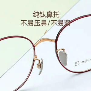 49mm Ultra Light  Retro Round Pure Titanium Glasses Frame Men Wide-Side Myopia Optical Eyeglasses Frame Women 5508