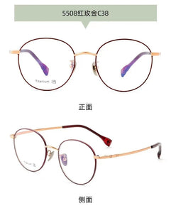 49mm Ultra Light  Retro Round Pure Titanium Glasses Frame Men Wide-Side Myopia Optical Eyeglasses Frame Women 5508