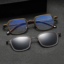 Load image into Gallery viewer, Vintage Pure Titanium Glasses Frame Men Designer 2 In 1 Magnet Clip Polarized Eyeglasses Frame Women Retro Luxury Brand Eyewear