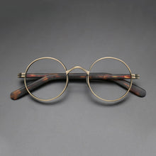 Carica l'immagine nel visualizzatore di Gallery, Vintage Acetate Glasses Frame Men Round Myopia Optical Prescription Titanium Eyeglasses Frame Women Korean Luxury Small Eyewear