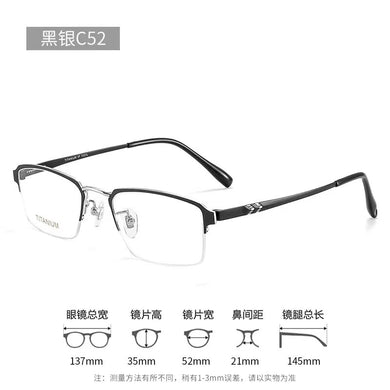 52mm Pure Titanium Glasses Frame Men Square Eyewear  Half Optical Prescription Eyeglasses Frames 69793