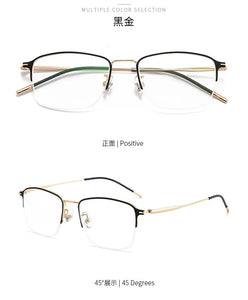 52mm Ultra pure titanium half frame square eyeglass frame for men and women anti blue prescription eyeglass frame 39011