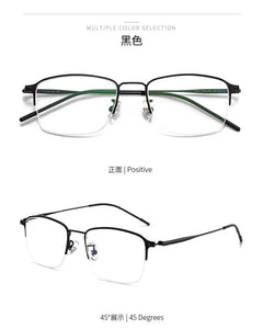 52mm Ultra pure titanium half frame square eyeglass frame for men and women anti blue prescription eyeglass frame 39011
