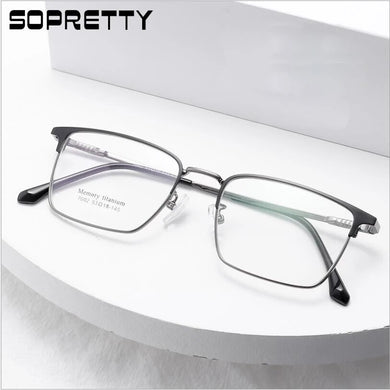 53-18-145 Titanium Alloy Square Men's Business Glasses Frame for Myopia & Hyperopia Prescription Optical Glass Frames F7002