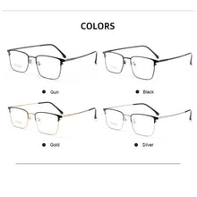 Load image into Gallery viewer, 53-18-145 Titanium Alloy Square Men&#39;s Business Glasses Frame for Myopia &amp; Hyperopia Prescription Optical Glass Frames F7002