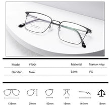 Load image into Gallery viewer, 53-18-145 Titanium Alloy Square Men&#39;s Business Glasses Frame for Myopia &amp; Hyperopia Prescription Optical Glass Frames F7002