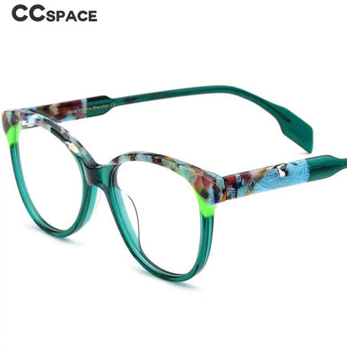 53152 Retro Cat Eye Acetate Patterns Glasses Frame Green Can Be Matched with Optical Lenses