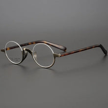 Load image into Gallery viewer, 53703 Vintage Pure Titanium Round Half Frame Glasses Frame Men Women Small Frame Acetate Temples Prescription Glasses