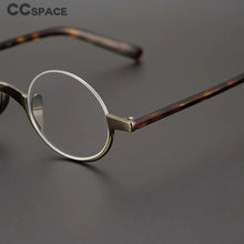 Load image into Gallery viewer, 53703 Vintage Pure Titanium Round Half Frame Glasses Frame Men Women Small Frame Acetate Temples Prescription Glasses