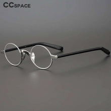 Load image into Gallery viewer, 53703 Vintage Pure Titanium Round Half Frame Glasses Frame Men Women Small Frame Acetate Temples Prescription Glasses