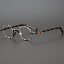 Load image into Gallery viewer, 53703 Vintage Pure Titanium Round Half Frame Glasses Frame Men Women Small Frame Acetate Temples Prescription Glasses