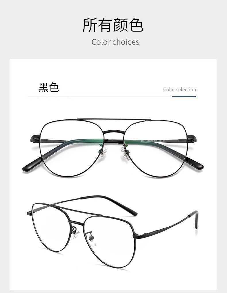 54mm Ultra pure titanium full frame circular glasses frame for men and women anti blue light prescription glasses frame 9031