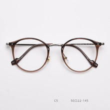 Carica l&#39;immagine nel visualizzatore di Gallery, 55697 Retro Round Plastic Titanium Men Glasses Frame  Women Transparent Computer Prescription Eyewear