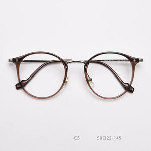 55697 Retro Round Plastic Titanium Men Glasses Frame  Women Transparent Computer Prescription Eyewear