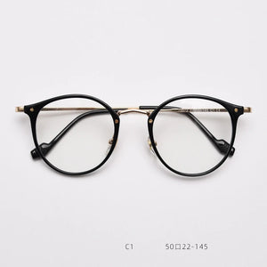 55697 Retro Round Plastic Titanium Men Glasses Frame  Women Transparent Computer Prescription Eyewear