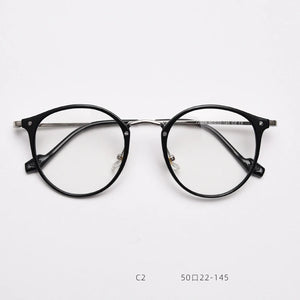 55697 Retro Round Plastic Titanium Men Glasses Frame  Women Transparent Computer Prescription Eyewear