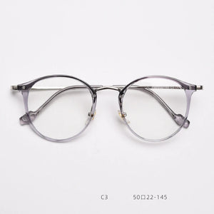 55697 Retro Round Plastic Titanium Men Glasses Frame  Women Transparent Computer Prescription Eyewear